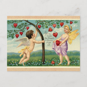 Vintage Valentinstag viktorianische Cherub-Herzen Postkarte