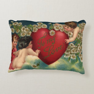 Vintage Valentinstag viktorianische Cherubim im Hi Dekokissen