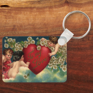 Vintage Valentinstag viktorianische Cherubim im Hi Schlüsselanhänger
