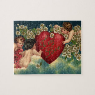 Vintage Valentinstag viktorianische Cherubs in Him Puzzle
