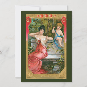 Vintage Valentinstag, viktorianische Dame mit Cher Feiertagskarte