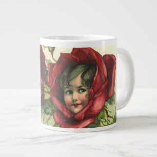 Vintage Valentinstag, viktorianische Gesichter in Jumbo-Tasse