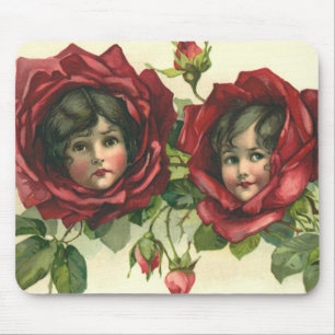 Vintage Valentinstag, viktorianische Gesichter in Mousepad