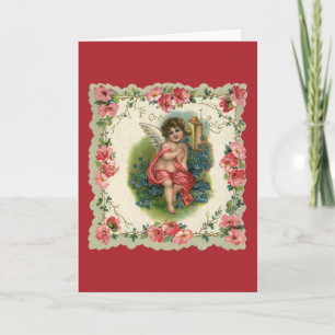 Vintage Valentinstag viktorianischer Cherub auf Te Feiertagskarte
