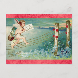 Vintage Valentinstag viktorianischer Engel Cherub Postkarte
