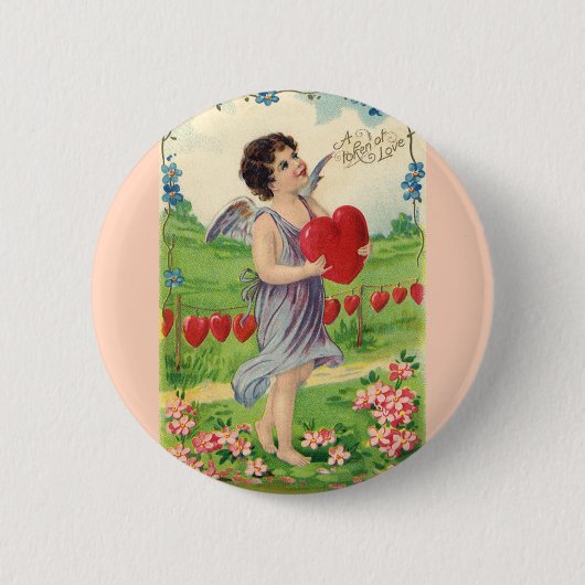 Vintage Valentinstag, viktorianischer Engel mit He Button (Vorderseite)