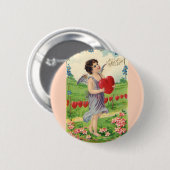 Vintage Valentinstag, viktorianischer Engel mit He Button (Vorne & Hinten)