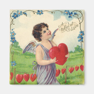 Vintage Valentinstag, viktorianischer Engel mit He Magnet