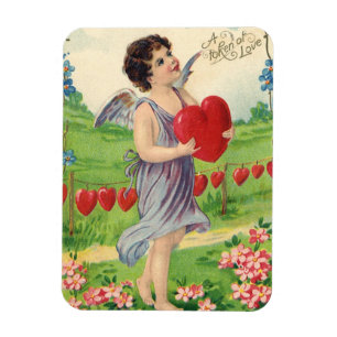 Vintage Valentinstag, viktorianischer Engel mit He Magnet