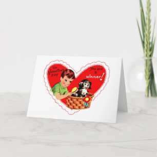 Vintage Valentinstag-Welpe Du bist ein Gewinner Feiertagskarte