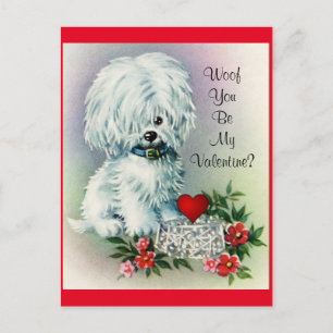 Vintage Valentinstag Welpe Feiertagspostkarte
