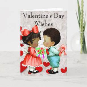 Vintage Valentinstagskarte für Afroamerikaner Feiertagskarte