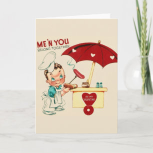 Vintage-Valentinstagskarte mit Hot-Dog-Stand Feiertagskarte