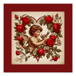 Vintage-Valentinstagskunst Liebescupido Poster
