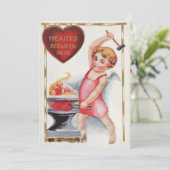 Vintage Valentintagsherzen repariert hier Engel Feiertagskarte (Stehend Vorderseite)