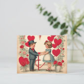 Vintage Valentintagskinder Feiertagspostkarte (Stehend Vorderseite)
