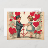 Vintage Valentintagskinder Feiertagspostkarte (Vorne/Hinten)