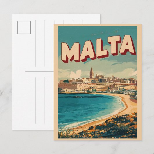 Vintage Valletta, Malta - Reise Souvenirs und Gesc Postkarte (Vorne/Hinten)