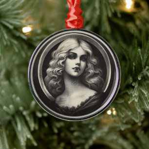 Vintage-Vampir-Gothic-Horror Ornament Aus Metall