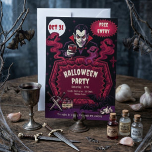 Vintage-Vampir-Halloween-Party Einladung