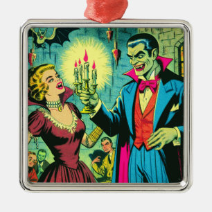 Vintage-Vampir-Horror-Comics Ornament Aus Metall