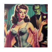 Vintage Vampir Mädchen Fliese (Vorderseite)