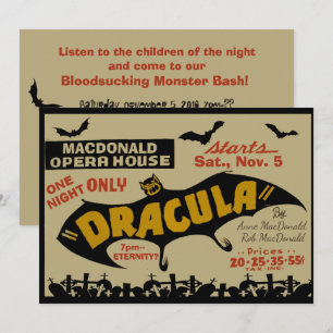 Vintage-Vampir-Marquee mit individuellem Text Hall Einladung