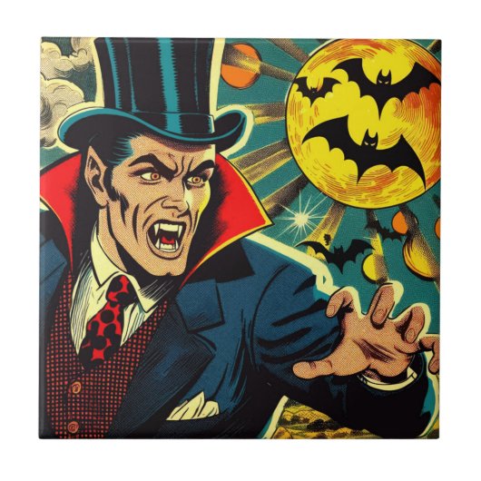 Vintage Vampire-Comicen Fliese (Vorderseite)