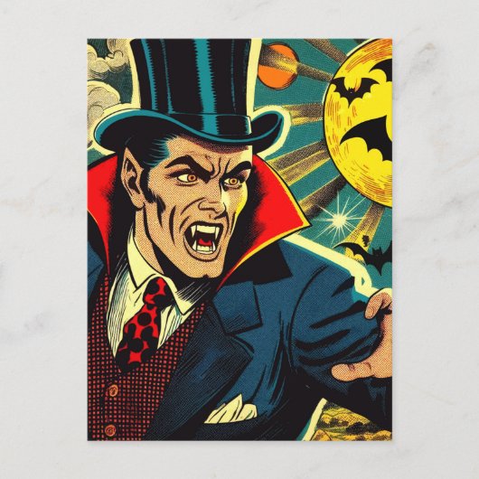 Vintage Vampire-Comicen Postkarte (Vorderseite)
