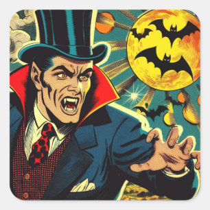 Vintage Vampire-Comicen Quadratischer Aufkleber