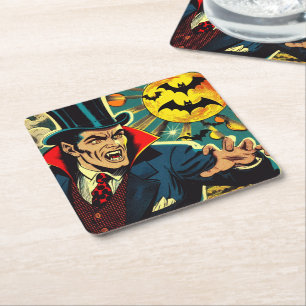 Vintage Vampire-Comicen Rechteckiger Pappuntersetzer