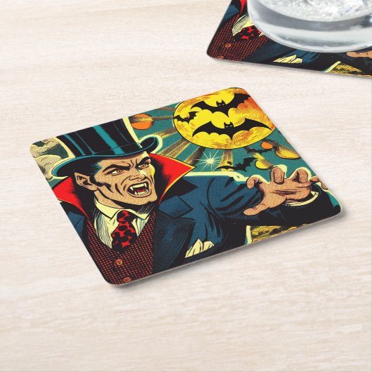 Vintage Vampire-Comicen Rechteckiger Pappuntersetzer (angewinkelt)