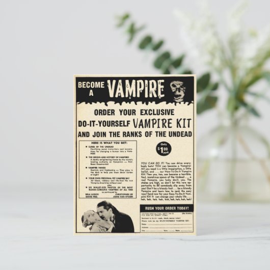 Vintage Vampire Mail-Auftragswerbung Postkarte (Stehend Vorderseite)
