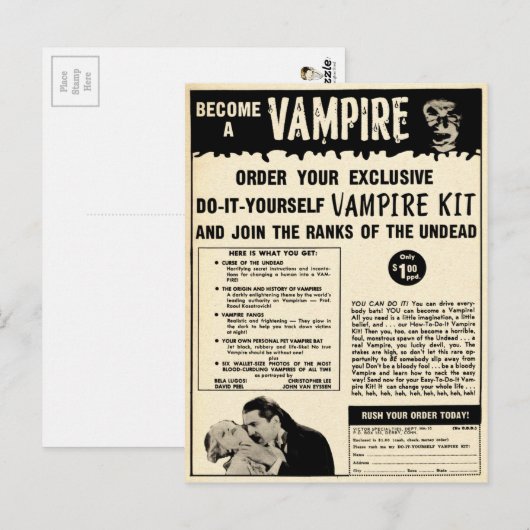 Vintage Vampire Mail-Auftragswerbung Postkarte (Vorne/Hinten)