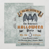 Vintage Vampire-Schläger-Halloween-Einladung Einladung (Vorne/Hinten)