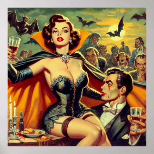 Vintage Vampirfrau Poster (Vorne)