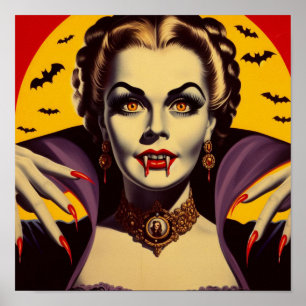 Vintage Vampirfrau Poster