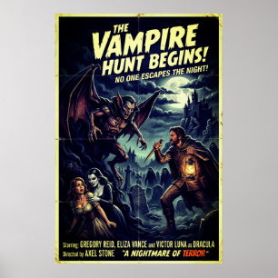 Vintage-Vampirjagdplakat Gothic Horror Wandkunst Poster