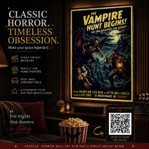 Vintage-Vampirjagdplakat Gothic Horror Wandkunst Poster