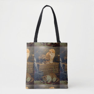 Vintage Van den Eycken Drei Katzen auf einem Schre Tasche