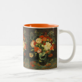 Vintage Van Gogh Blume Rote Vase mit Nelken Zweifarbige Tasse