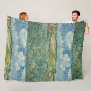 Vintage Van Gogh Ebene bei Auvers mit Regenwolken Fleecedecke
