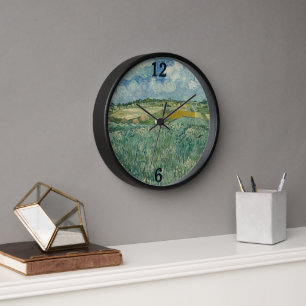 Vintage Van Gogh Ebene bei Auvers mit Regenwolken Uhr