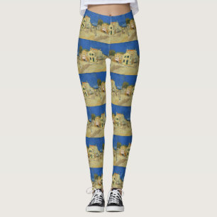 Vintage Van Gogh Gelbes Haus Blaue Himmel Malerei Leggings