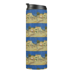 Vintage Van Gogh Gelbes Haus Blaue Himmel Malerei Thermosbecher