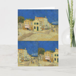 Vintage Van Gogh Gelbes Haus Blauer Himmel Gemälde Karte