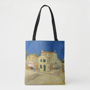 Vintage Van Gogh Gelbes Haus Blauer Himmel Malerei Tasche