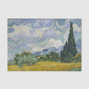 Vintage Van Gogh Gemälde Weizenfeld mit Zypressen Seidenpapier