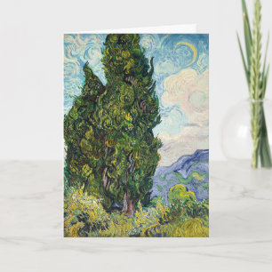 Vintage Van Gogh Grüne Zypressen Malerei Karte