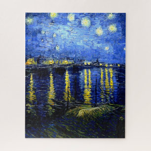 Vintage Van Gogh Kunst, Sternennacht über der Rhon Puzzle